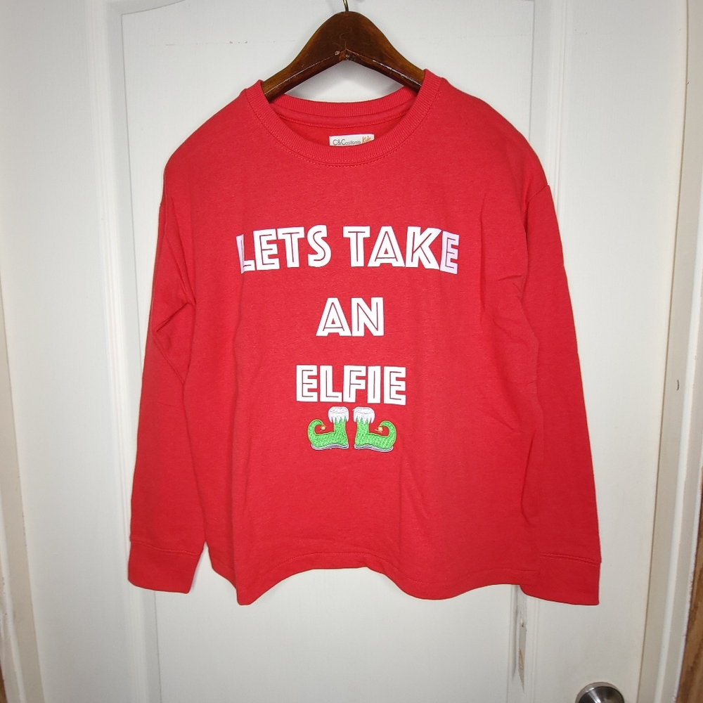 C&C California Sweatshirt Junior XL 14/16 Red Crew Christmas Holiday Top